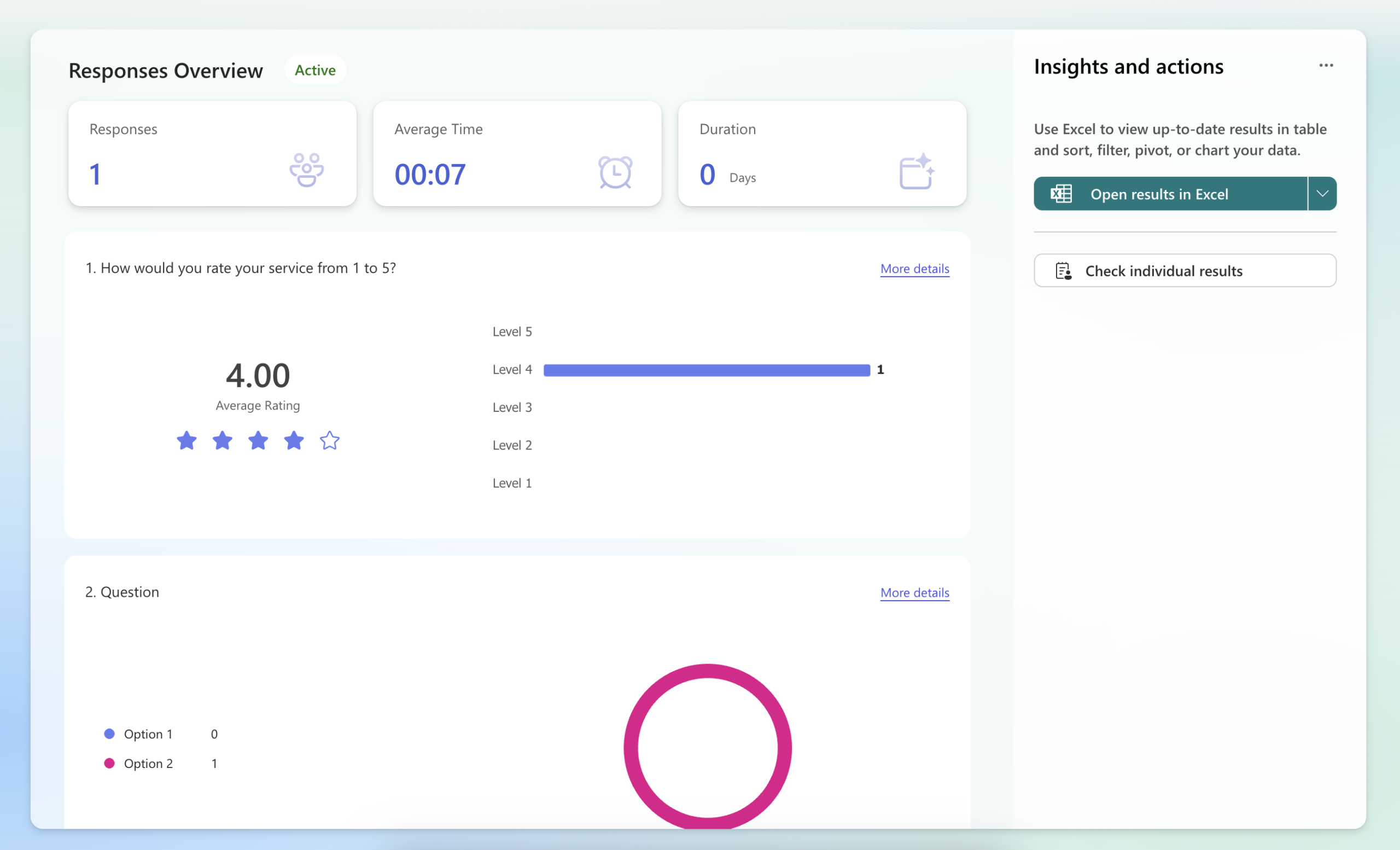 View data on responses from respondents